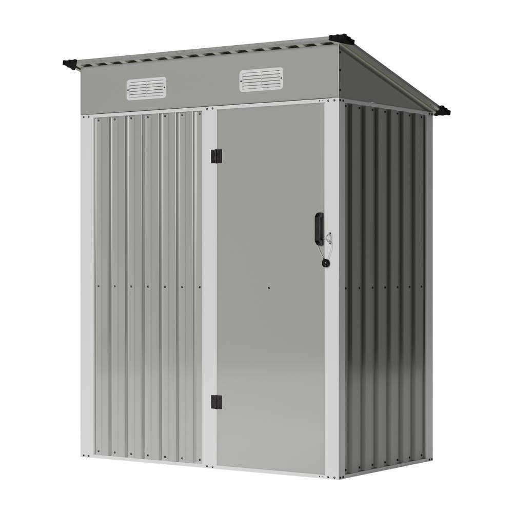 5 X 3ft Metal Garden Storage Shed With Lockable Door | Light Grey