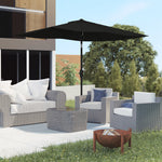 2x3m Rectangular Parasol Patio Outdoor Table Umbrella | Black