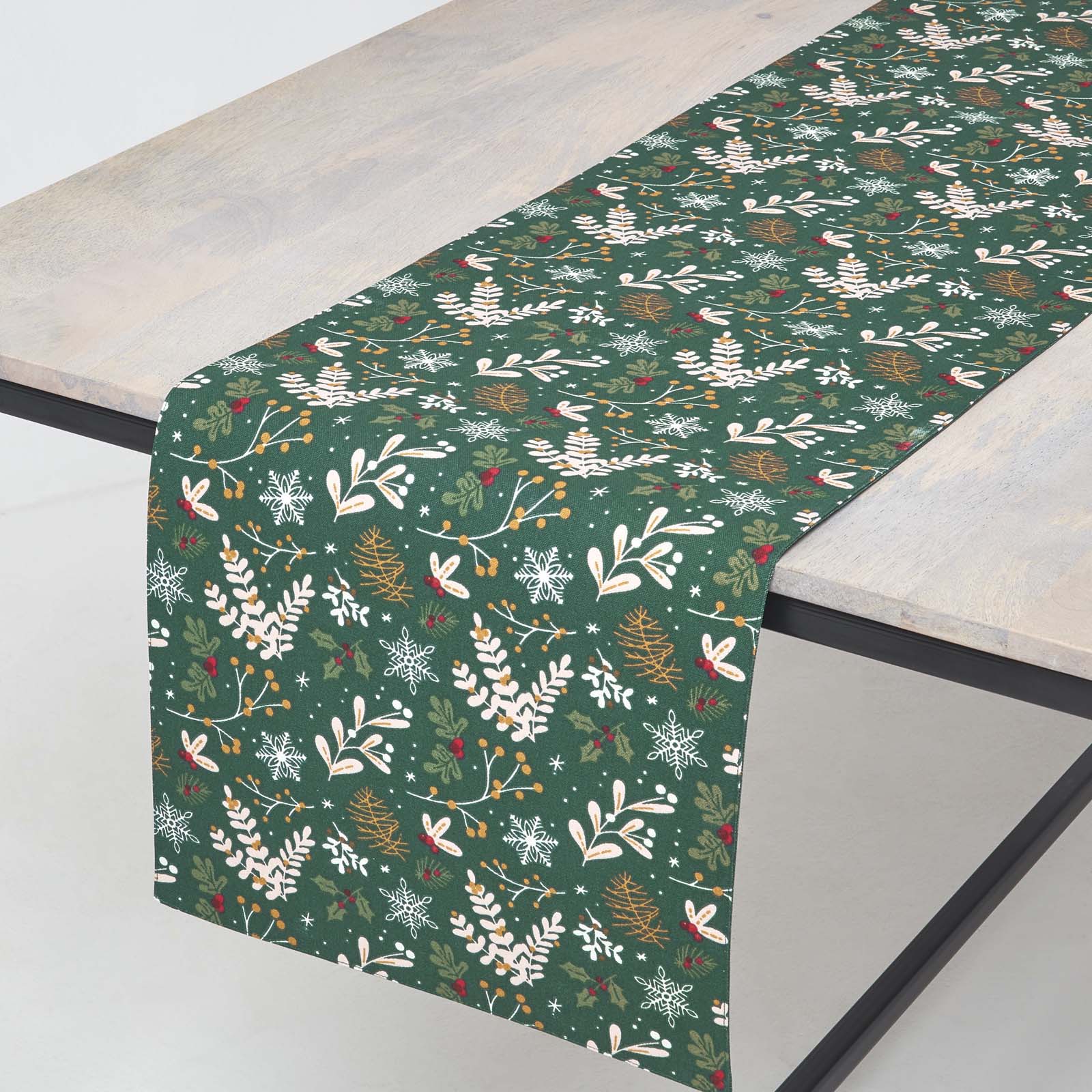Festive Forest Green Christmas Table Runner | 35cm x 250cm | Green