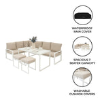 Aluminium Corner Sofa Set | White