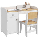 Kids Desk And Chair Set For 3-6 Year Old With Storage Drawer, White
