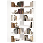 7 Tiers Corner Bookshelf, L-shaped | White