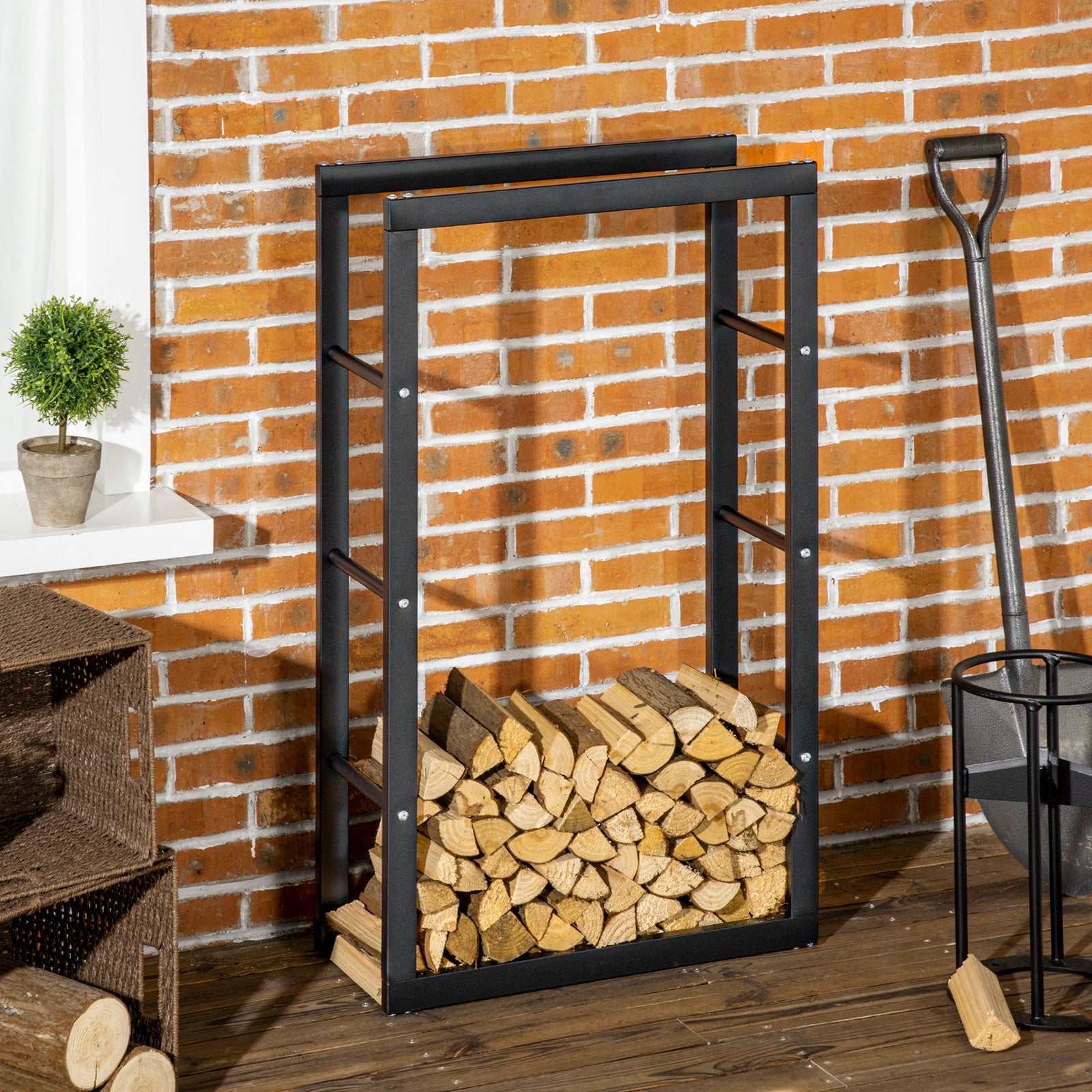 Metal Firewood Rack Elevated Design 100H x 60Wcm