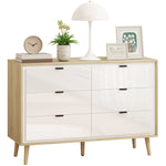 HOMCOM Storage Cabinet With 6 Drawers And 5 Legs, High Gloss White