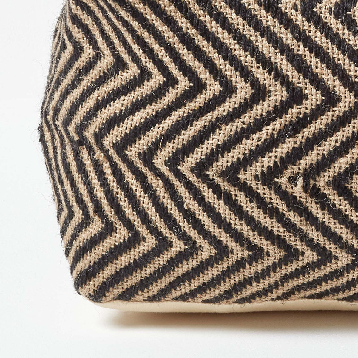 HOMESCAPES Black And Cream Chevron Pattern Large Square Pouffe