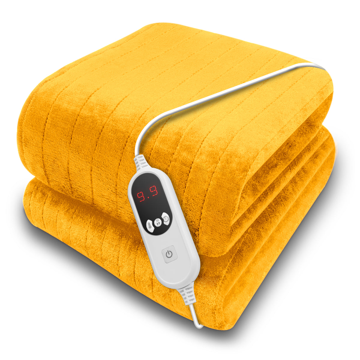 Deluxe Electric Throw Heated Double Over Blanket Soft Fleece 9 Heat & 12 Timer Settings | L | Gold