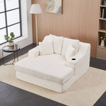 Corduroy Chaise Lounge Sofa Bed | Beige