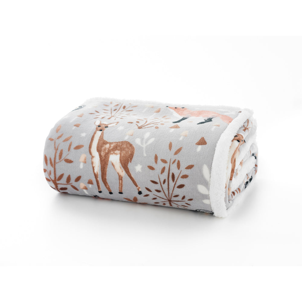 Winter Wildlife Supersoft Printed Sherpa Throw 140x180cm