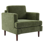 Mid-century Modern Single Sofa Chair –  Chenille Upholstery, High-density Foam, Walnut Legs, Comfortable Accent Chair
