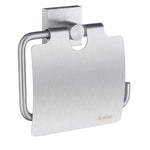 Chrome Wall Mounted Toilet Roll Holder With Lid Cover | Brushed Chrome