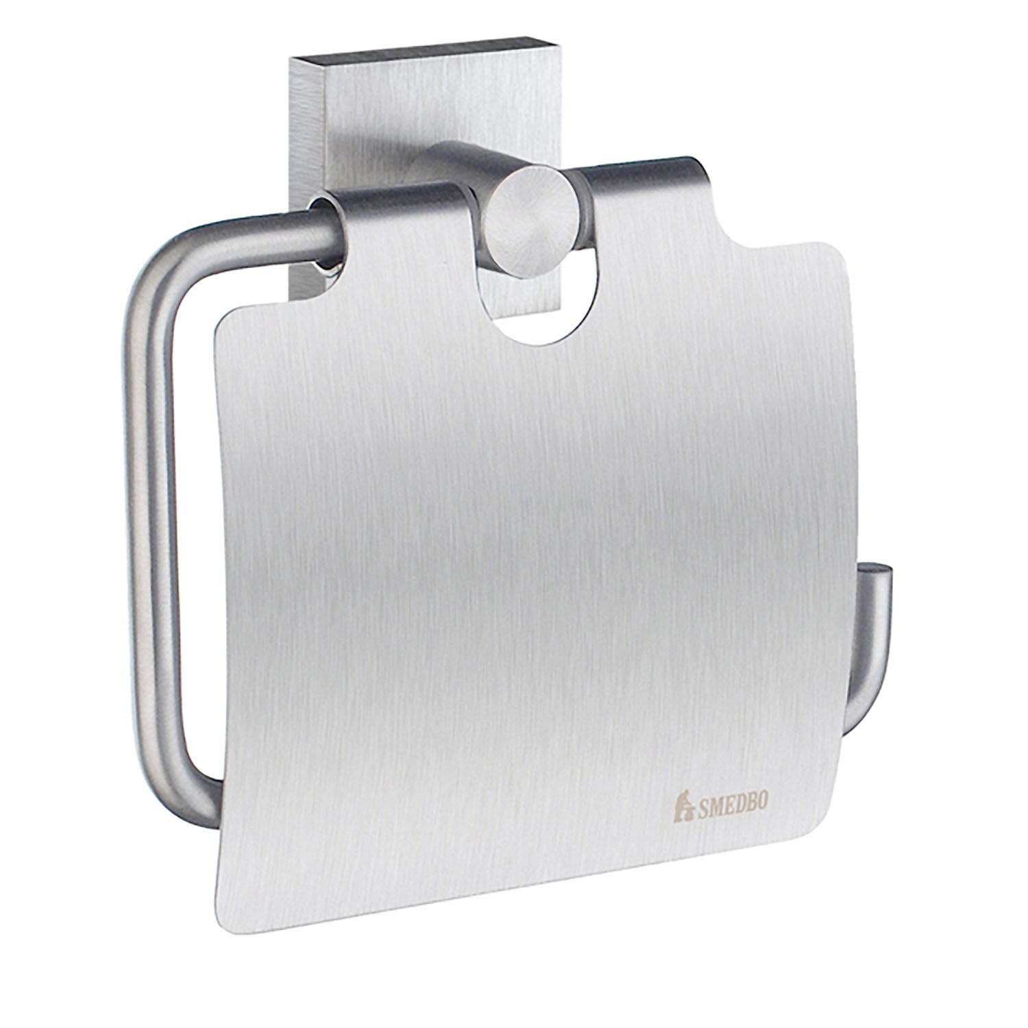 Chrome Wall Mounted Toilet Roll Holder With Lid Cover | Brushed Chrome