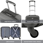 45x36x20cm Lightweight Underseat Cabin Carry On Suitcase - 100+ Airline Approved - Hard Shell Luggage - 4 Wheels | 45 x 36 x 20cm | Charcoal