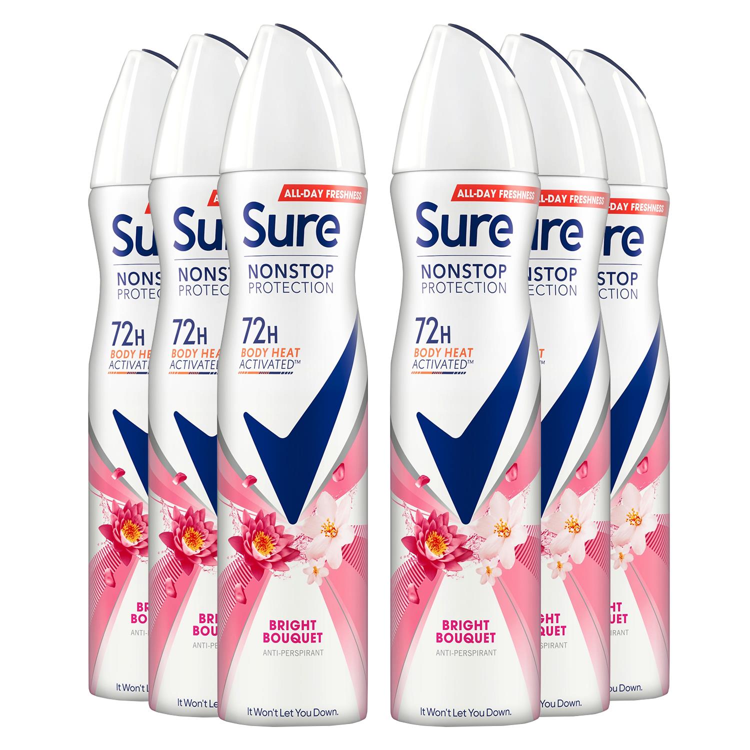 Women Antiperspirant 72h Nonstop Protection Bright Bouquet Deodorant, 6pk, 250ml | 6