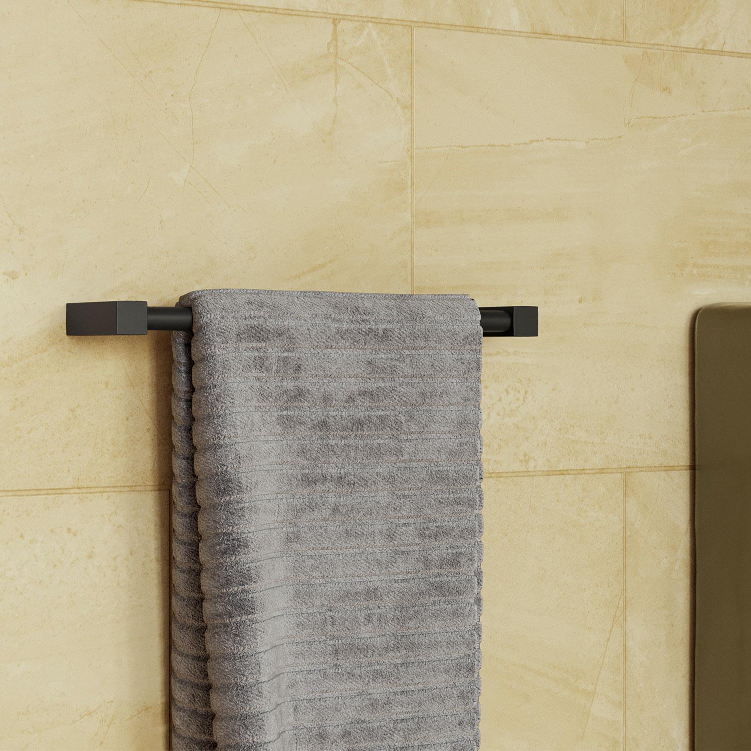 Towel Rail, Black Matt, Wall-mounted, 30 Cm. Collection Metric