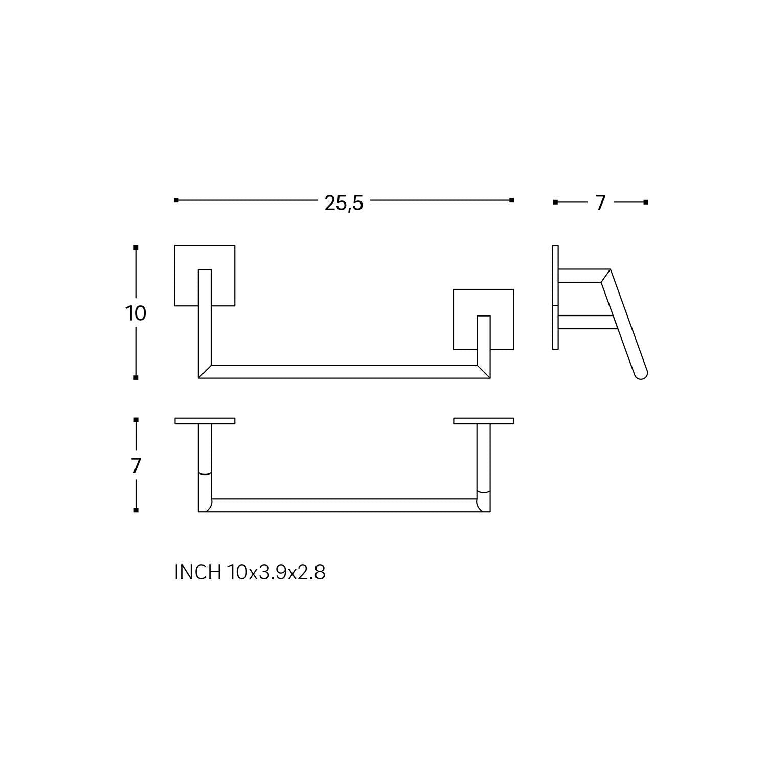 Towel Rail, 25cm, Self-adhesive, Black, Asymmetrical, Stick Collection