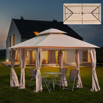 Outdoor Gazebo Canopy Garden Pavilion With Led Solar Light