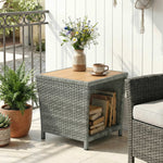 Side Table 2-tier With Storage Shelf | Light Grey