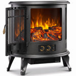 Electric Fireplace Stove With Realistic Flame, Fire Place, Black