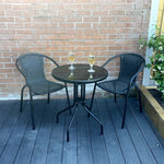 Stylish Black Rattan Bistro Set For 2 - Modern Outdoor Dining Solution | Black