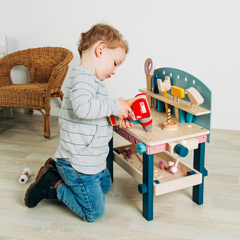 Wooden Drill - Toy Drill With Magnetic Drill Bits