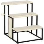 Cat Stairs W/ Sisal Scratching Board, Hanging Ball, Steel Frame - Cream
