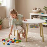 AIYAPLAY 3 Piece Kids Toddler Table And Chairs Set With Storage Bag White