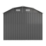 7.72 ft x 4.3 ft Outdoor Metal Storage Shed with Double Lockable Doors and Vents - Waterproof Garden Tool Organizer with Foundation and Shelving