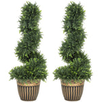 HOMCOM Artificial Topiary Spiral Cypress Trees In Pot Set Of 2