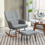 Rocking Chair With Footstool Fabric Wingback Chair