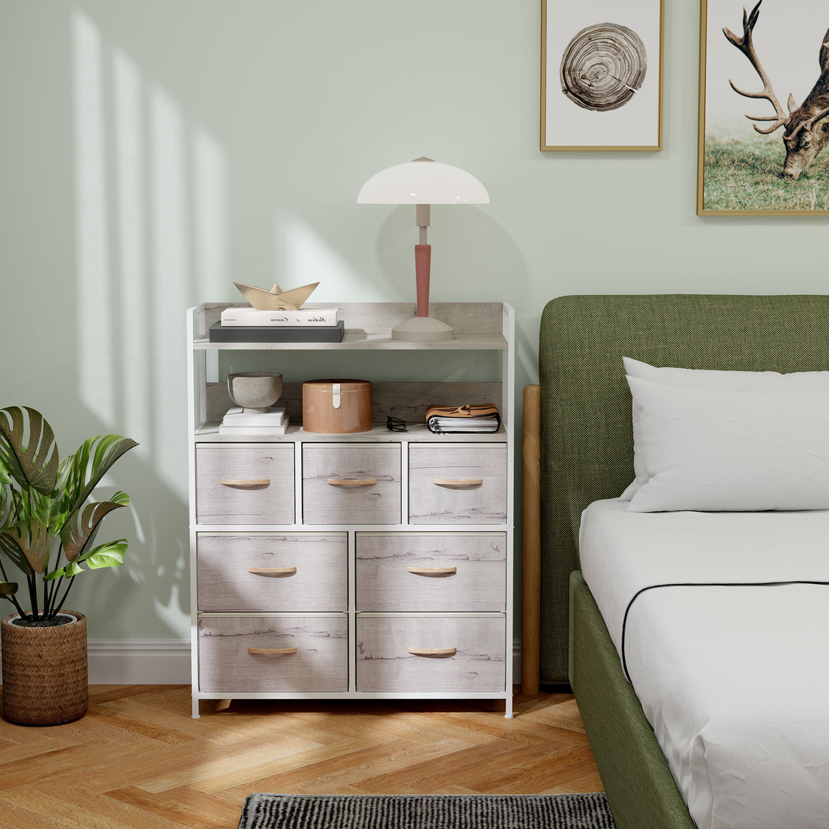 HOMCOM Bedroom Chest Of Drawers 7 Drawer Dresser W/ Shelves