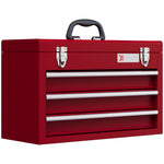 Lockable 3 Drawer Tool Chest With Ball Bearing Slide Drawers | Red