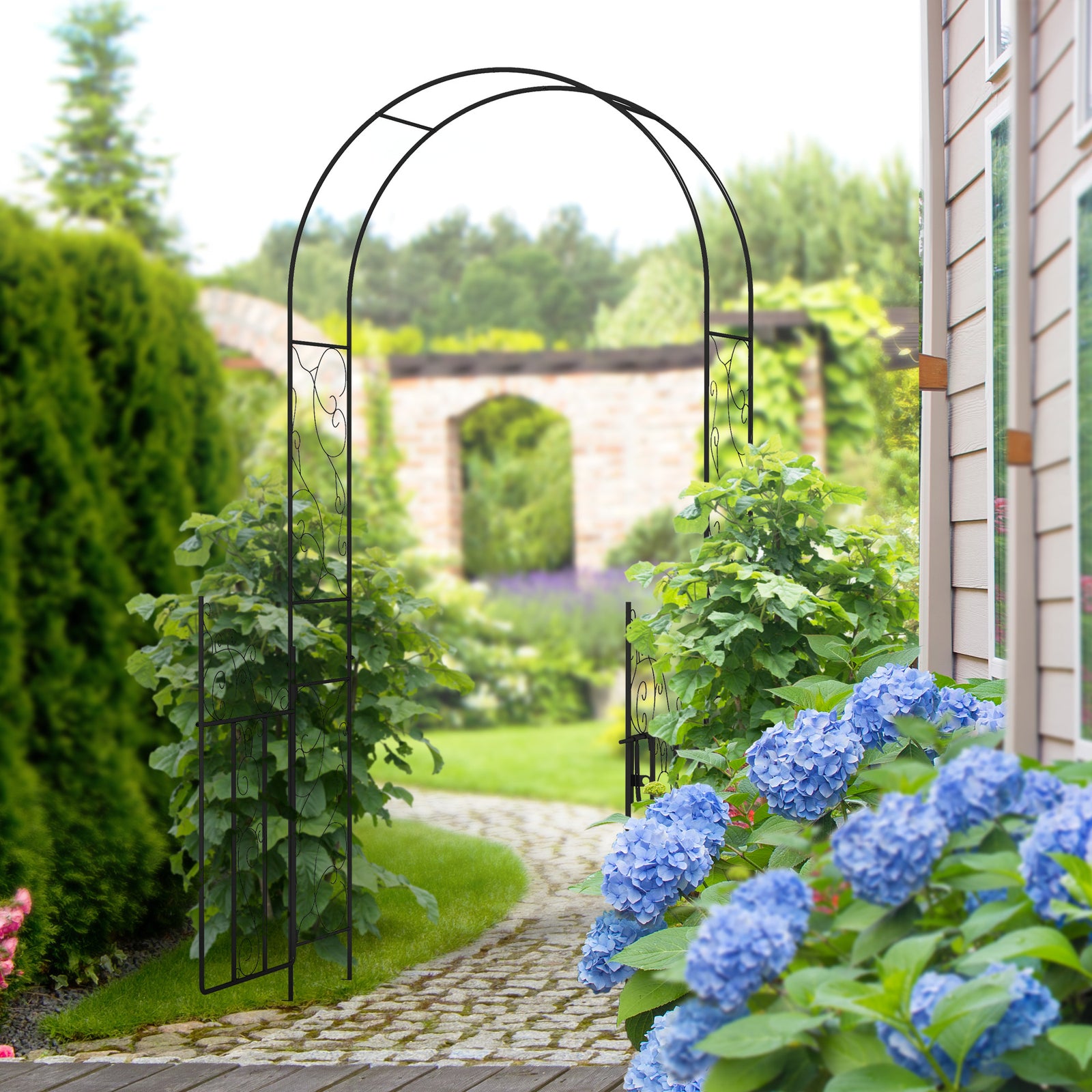 Outsunny Garden Arch W/ Double Gate, Garden Arbor Climbing Plants