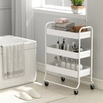 3-tier Storage Trolley, Storage Cart With Mesh Backets, Wheels | White