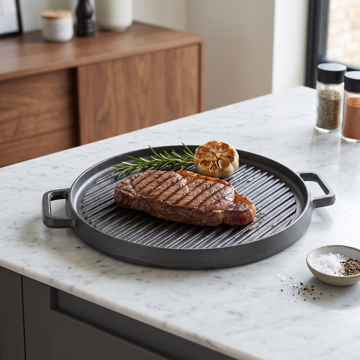 Breeins Cast Iron Grill Pan With Handles