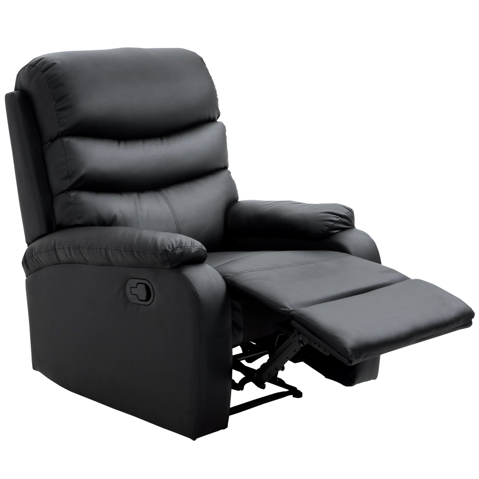 Manual Recliner Chair Armchair W/ Footrest Black