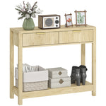 HOMCOM Modern Console Table With Fluted Panel Drawers, Narrow Hallway Table