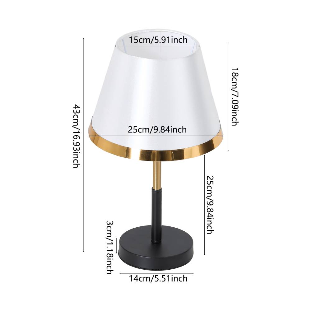 White & Gold Led Table Lamp With Cone Shade – Adjustable Colour Temperature, Push-button Control