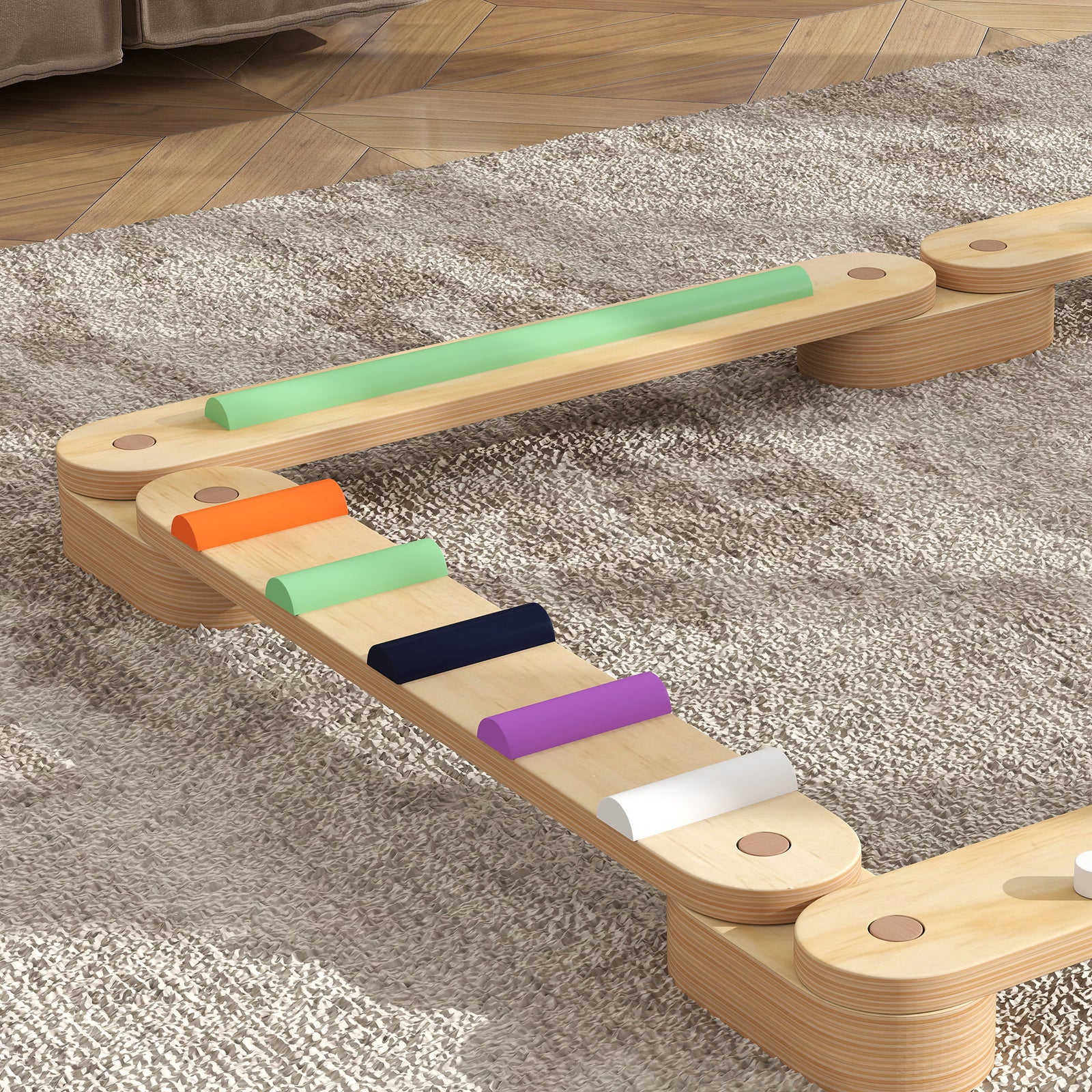 Aiyaplay Wooden Balance Beam For Kids 3-8 Years Indoor Outdoor Use