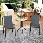 Garden Bistro Set, Small Garden Set W/ Stackable Chairs | Dark Gray