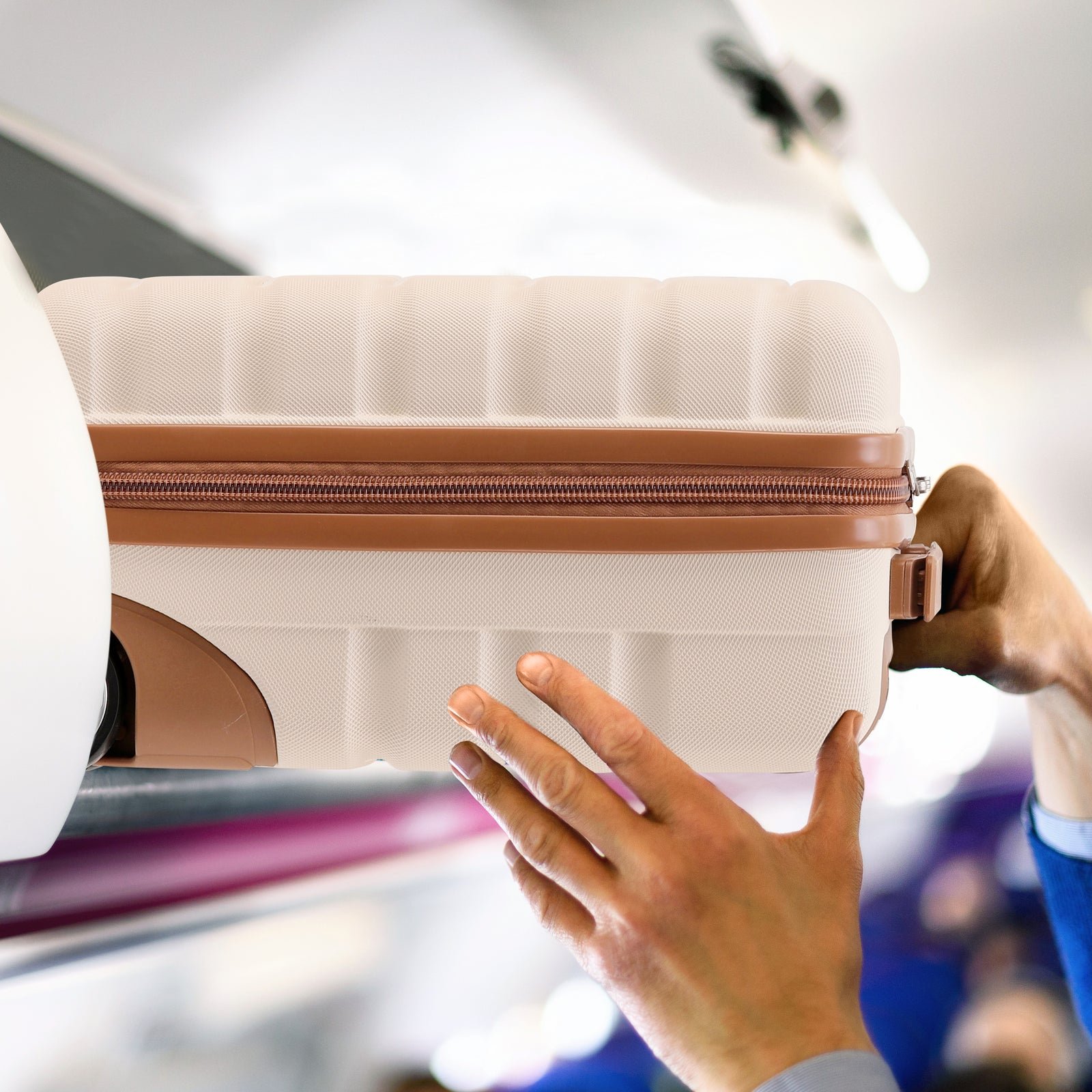 45x36x20cm Cabin Carry On Luggage with Medium Case and Large Size Check-in Hold Suitcase | Cabin | Cream