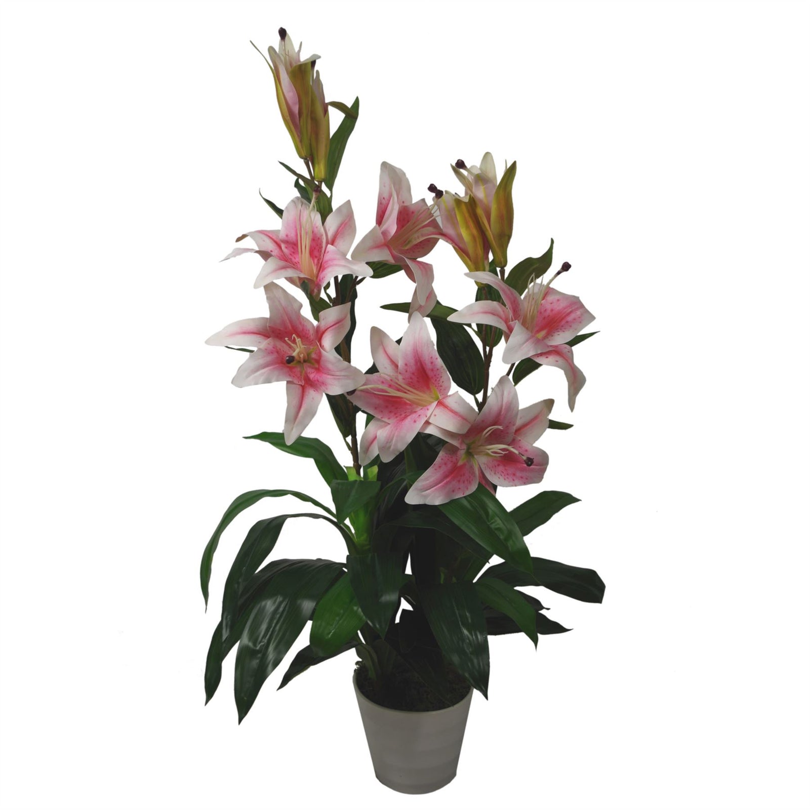 90cm Artificial Lily Stargazer Style Lillies Plant Large Flowers Pink