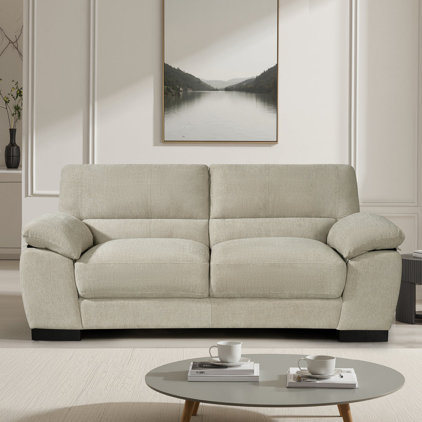 Roslyn Soft Fabric 3 Seat Sofa | Beige