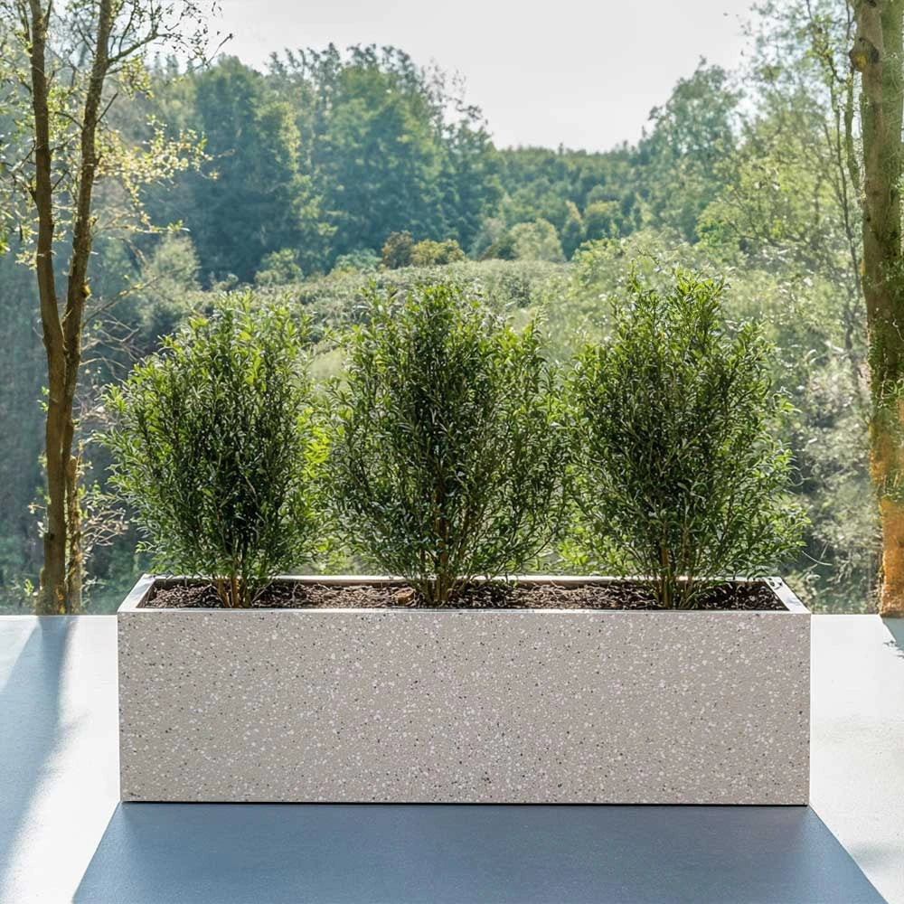 Zinc Galvanised Trough Planter | 75cm x 32cm x 32cm | Grey & White
