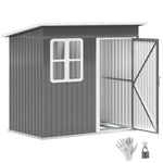 7 X 4ft Galvanised Steel Garden Shed With Foundation Kit | Dark Gray