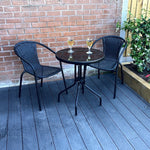 Stylish Black Rattan Bistro Set For 2 - Modern Outdoor Dining Solution | Black