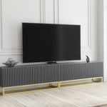 Ripple Duo Tv Unit 200cm - Fluted Design | Dark Grey