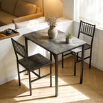 Retro Dining Table Set With 2 Chairs | Grey