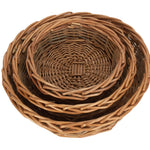 Wicker Unpeeled Willow Round Tray | Set-of-3 | Brown