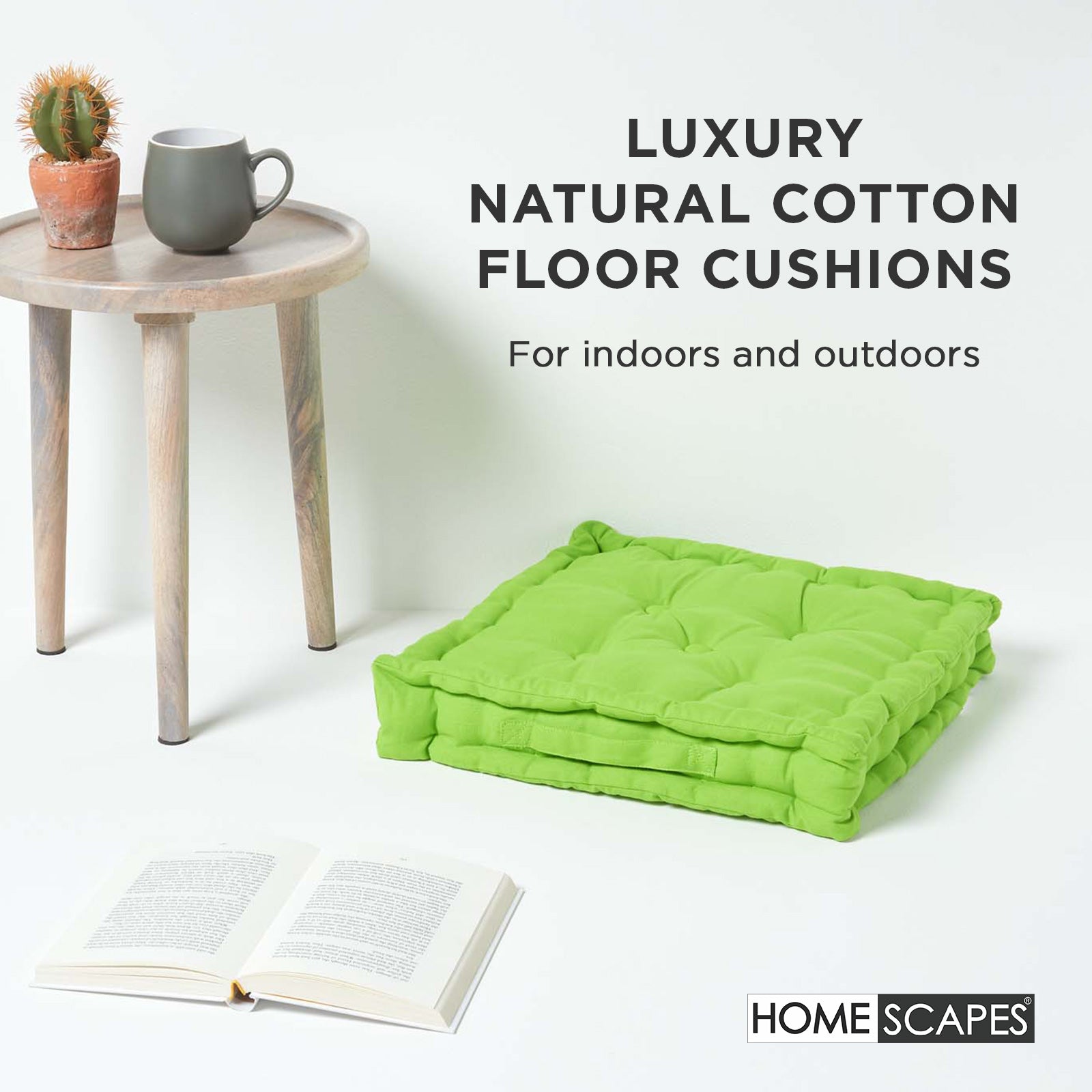 Cotton Plain Floor Cushion | 50cm x 50cm | Green