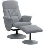 Pu Leather Armchair And Footrest Swivel Recliner W/ Ottoman | One Size | Light Slate Grey
